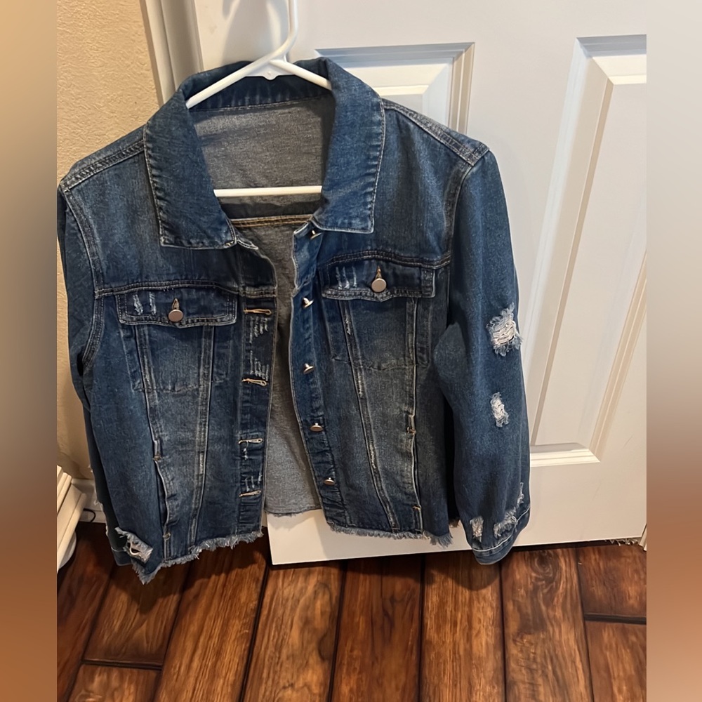 NWT distressed denim jacket